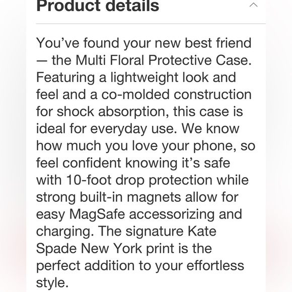 KATE SPADE NWT apple iPhone 15/iPhone 14 plus protective case -floral w/ gems - Picture 6 of 7